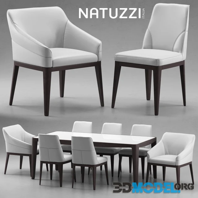 Table and chairs Natuzzi minerva Hi-Poly