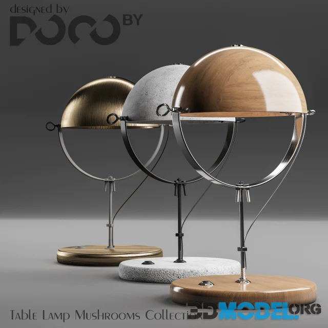 Table lamp collection Mushrooms from the interior design studio DOCOby (wood, concrete)