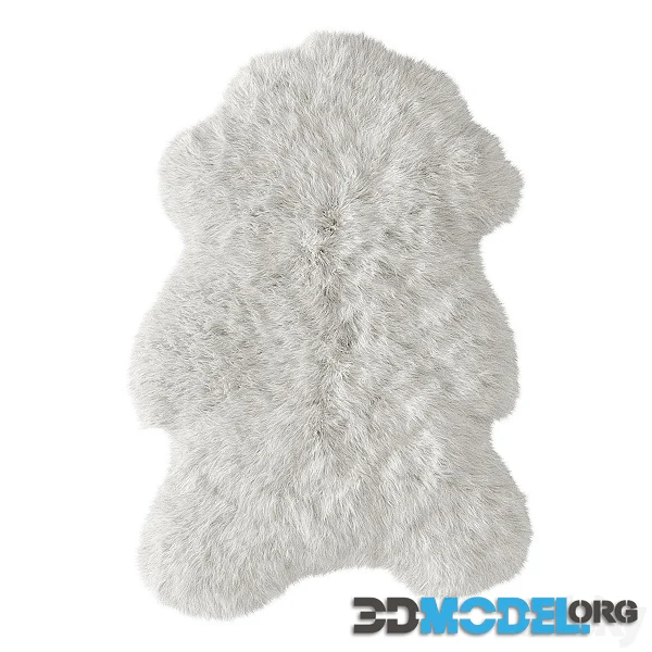 White Fluffy Sheepskin Carpet Hi-Poly