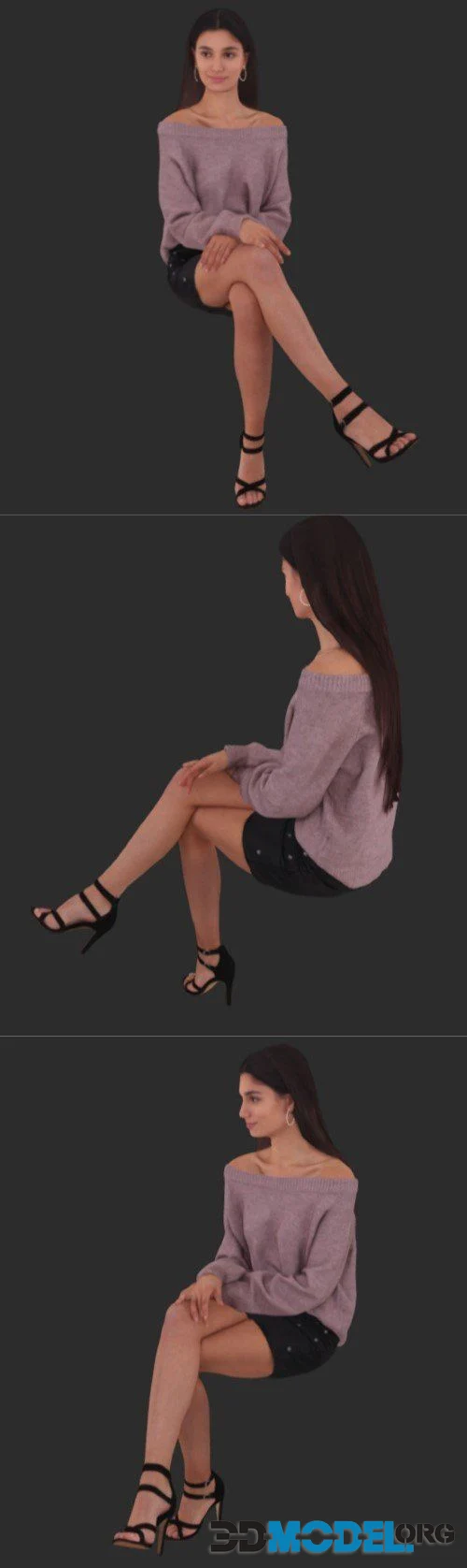 Yasmin Posed 012 - Sitting Elegant 3D Woman (PBR)