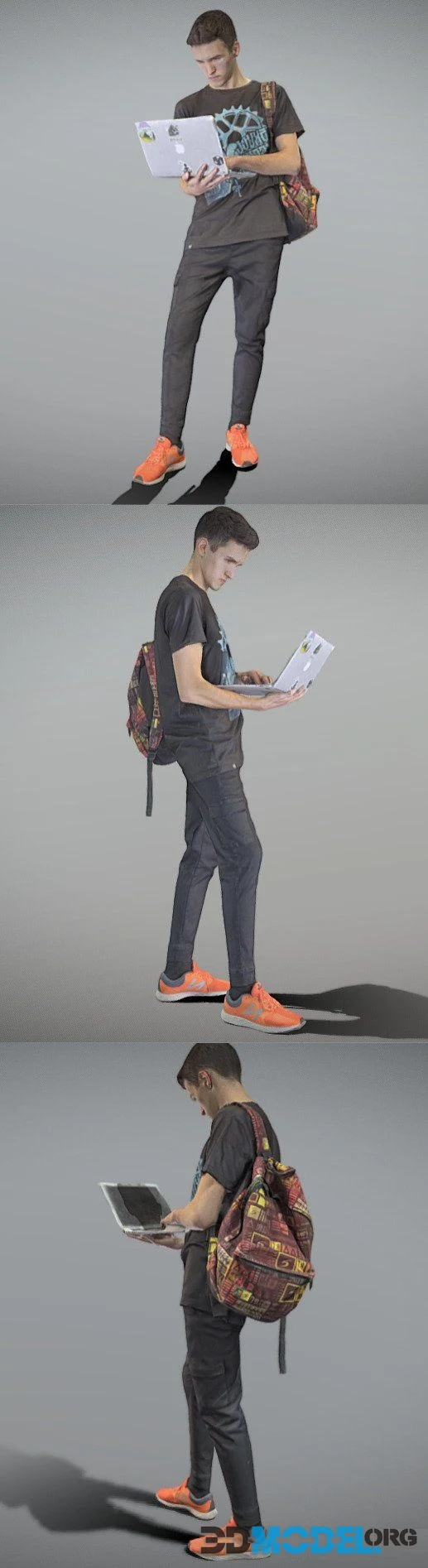 Young man with laptop and classy backpack 198 (PBR)
