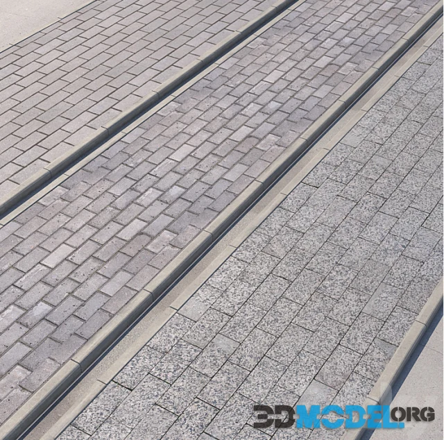3 variants of pavement with road set_4