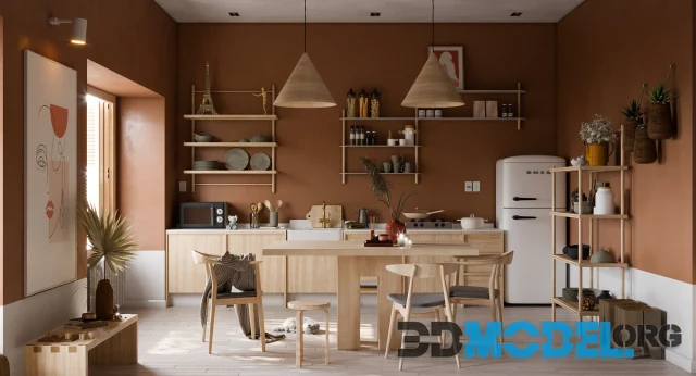 3D Interior Kitchenroom 7 Scene By Hoang Hieu