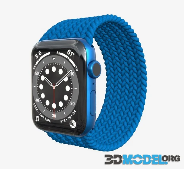 3D Model – Apple Watch Series 6 Braided Solo Loop Blue (PBR)