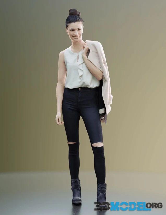 Beautiful girl Myriam poses in fashionable clothes (3D Scan)