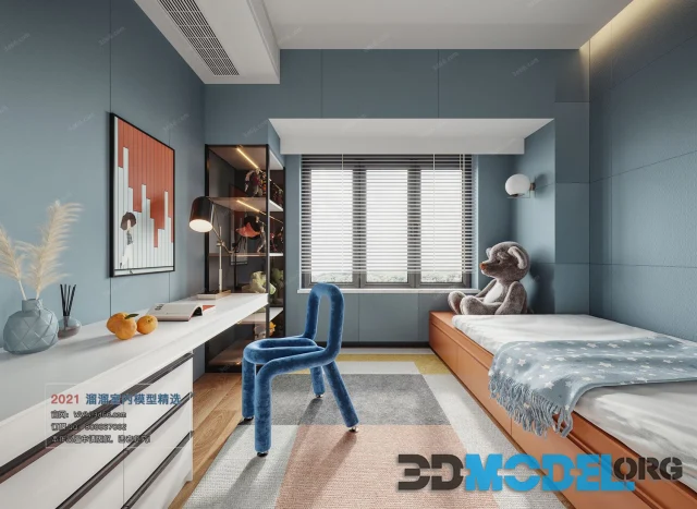 Room design with a big toy bear