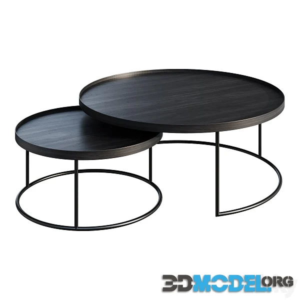 Coffee Table Ethnicraft Round Tray Table Hi-Poly