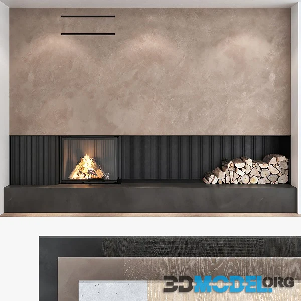 Decorative Wall With Fireplace Set 06