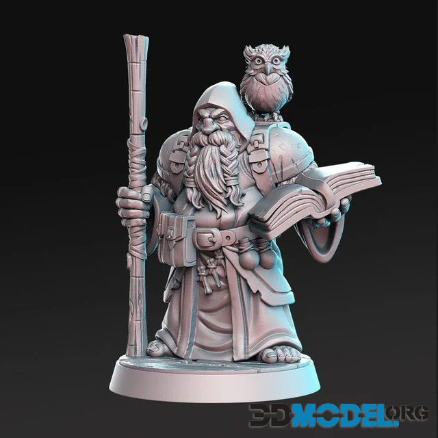 Dramnir – Dwarf Wizard with owl (Printable)