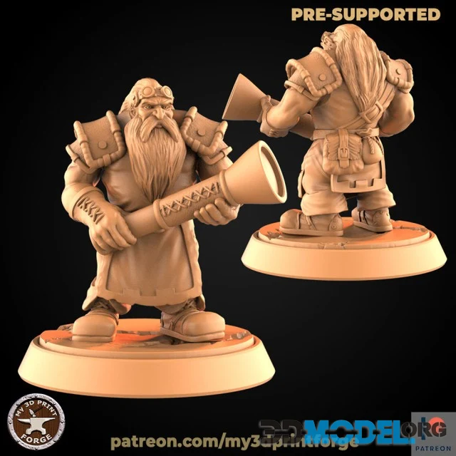 3D Model – Dwarf with Spyglass (3D Printing)