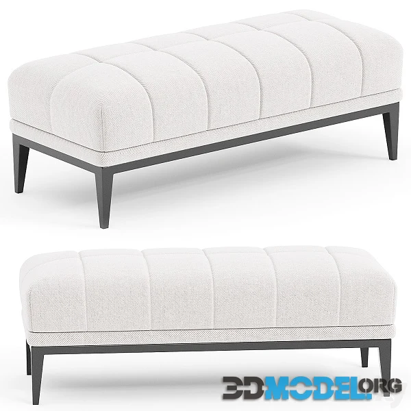 Eichholtz Aurelio White Tufted Upholstered Bench Hi-Poly
