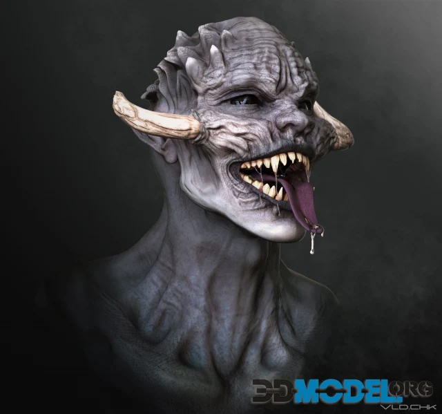 High Poly Bust of a monster (PBR)