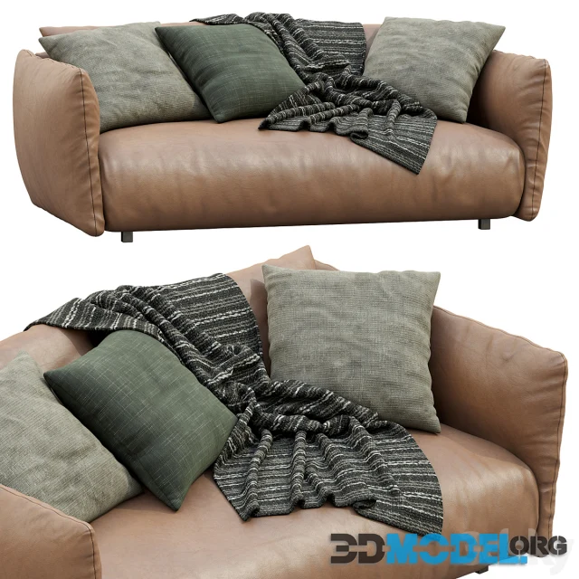 Meridiani Leather Sofa SCOTT Hi-Poly