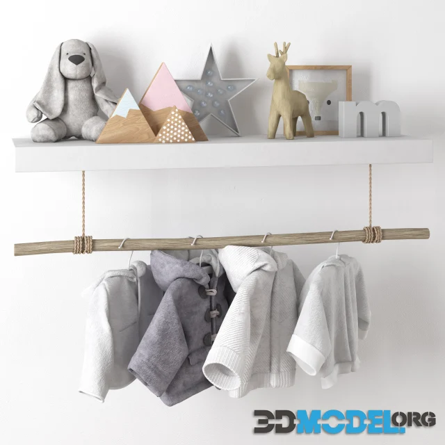 Shelf for a child's room with things and toys