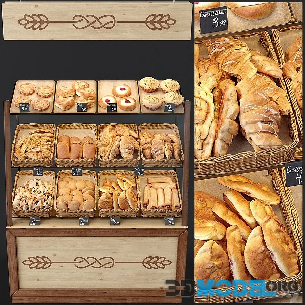 Showcase With Pastries For Shop and Cafe Bread
