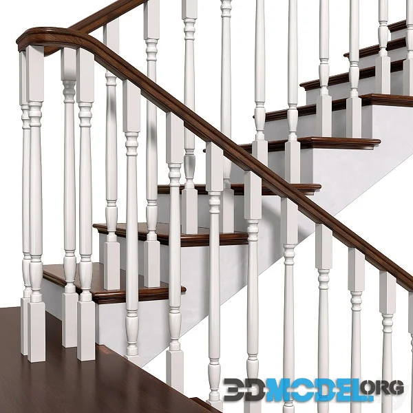 Staircase in Classic Style Hi-Poly