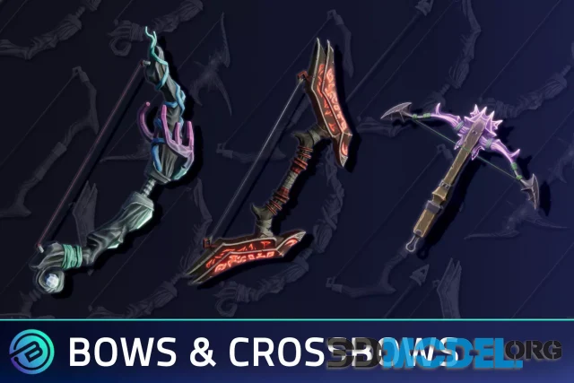 Stylized Bows & Crossbows - RPG Weapons + Stylized Axes + Stylized Staves + Stylized Spellbooks & Wands + Stylized Scythes