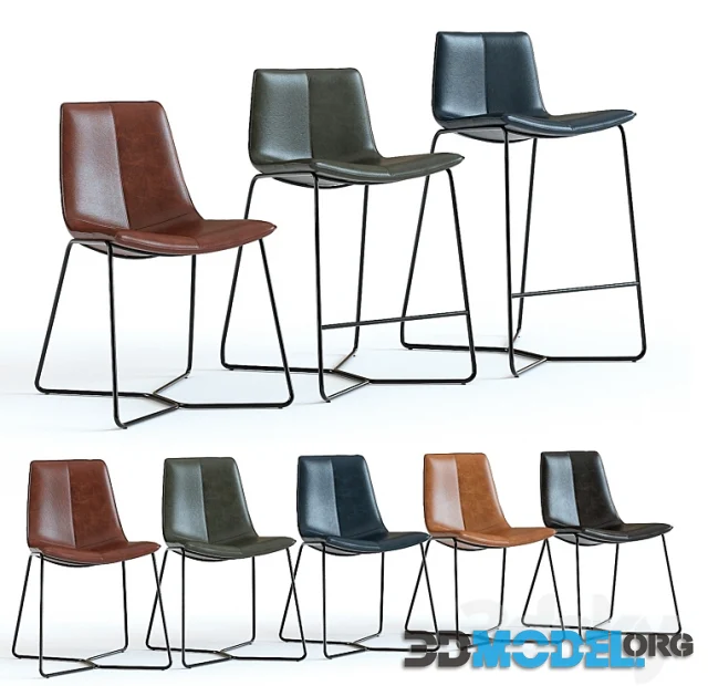 West Elm Slope Leather Chairs