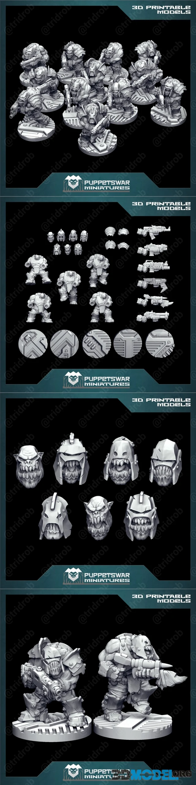 3D Model Puppetswar Orc Heavy Gunners Printable