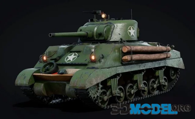 Sherman M4A2 Tank GameReady (PBR)