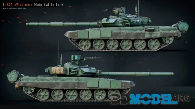 T-90A Vladimir GameReady tank (PBR)