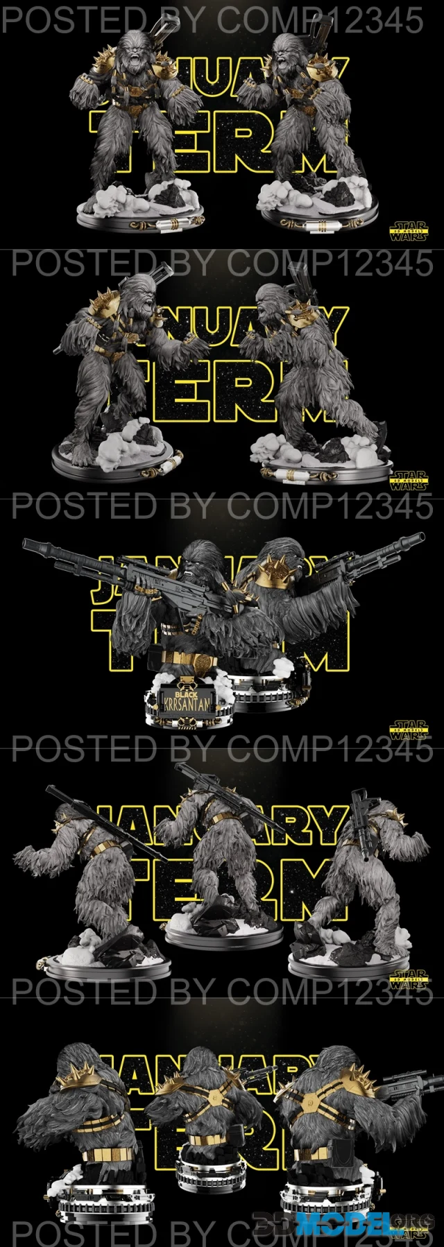 Star Wars - Black Krrsantan Sculpture and Bust – Printable