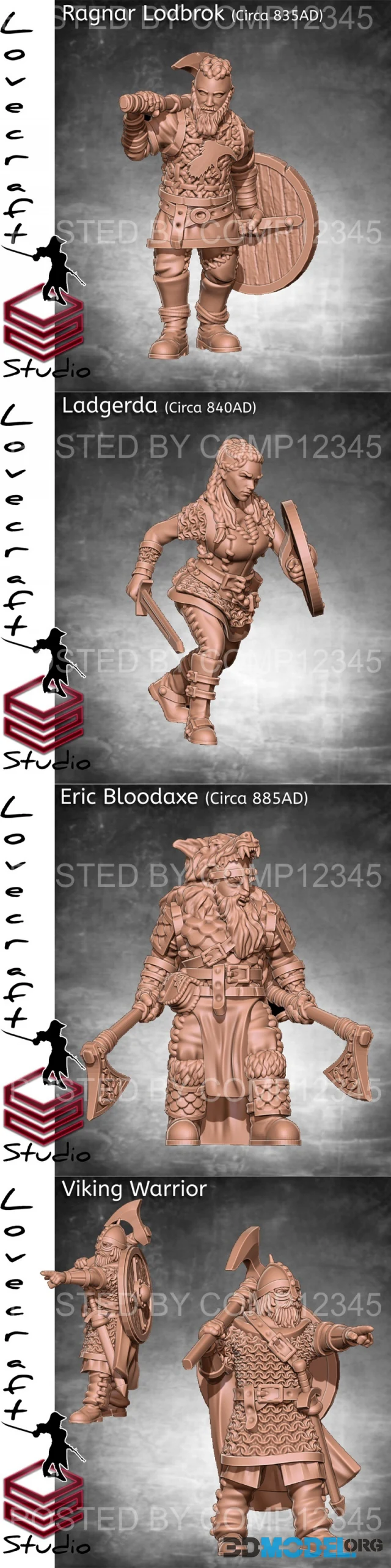 Ragnar Lodbrok and Ladgertha and Eric Bloodaxe and Warrior – Printable
