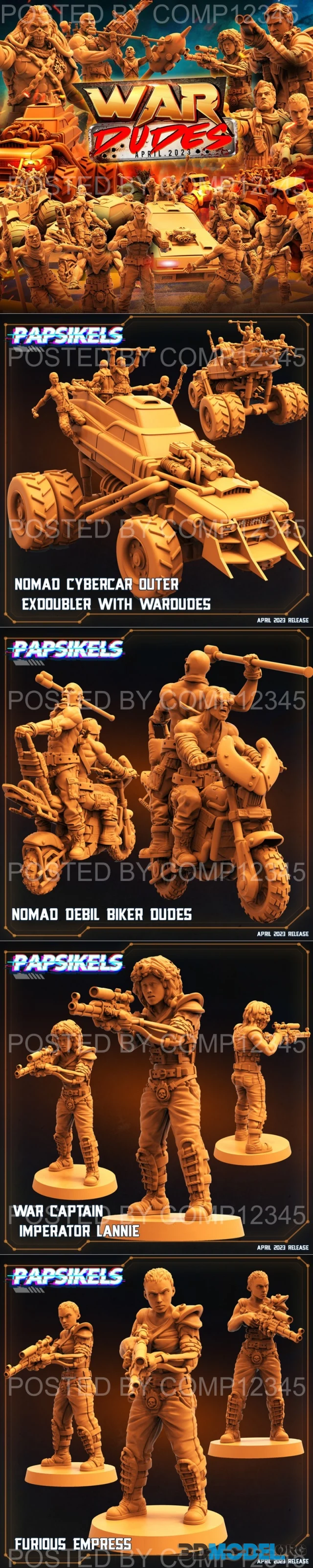 Papsikels Miniatures – War Dudes April 2023 – Printable