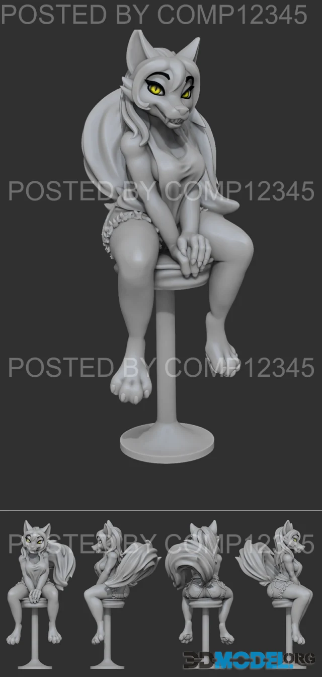 Wolf on Bar Stool – Printable