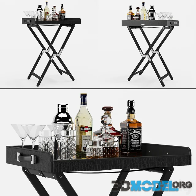Bar Table with Alcohol Ralph Lauren Gavin Tray and Stand