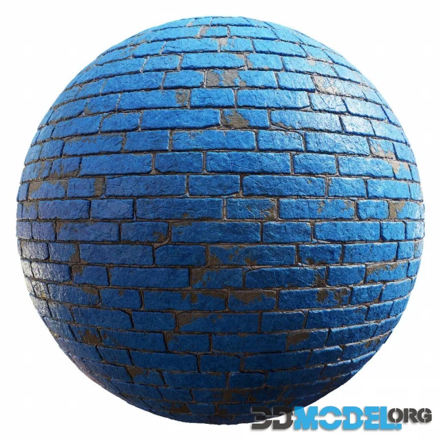Blue painted brick wall 59 60 4K