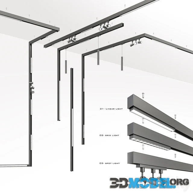 3D Model Magnetic Track light