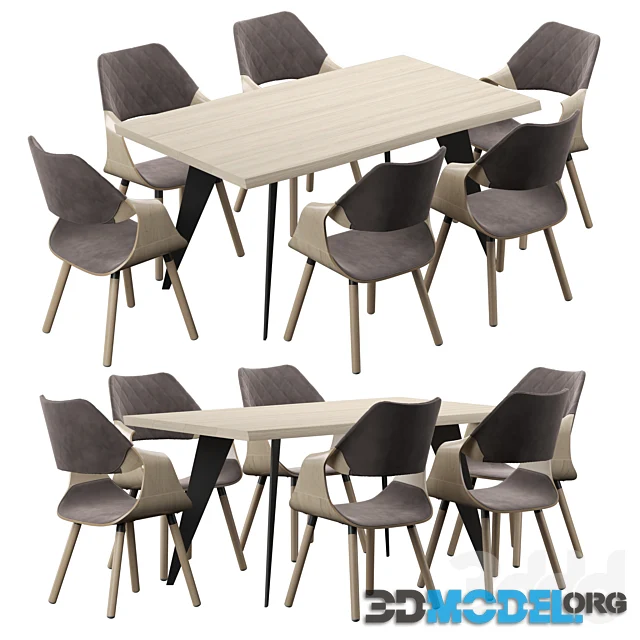 Nack table and Halmar K396 Chair (light oak gray)