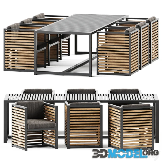 Outdoor Table and Armchair Dna teak by Gandia Blasco Outdoor furniture