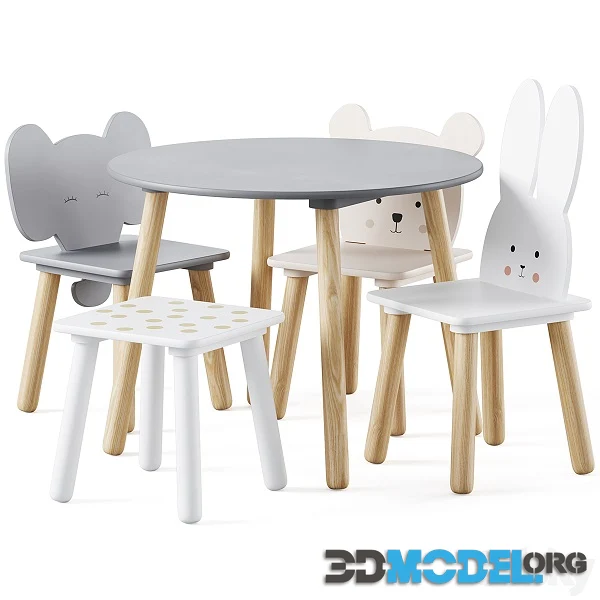Table and Animal Kids Chair by Jabadabado
