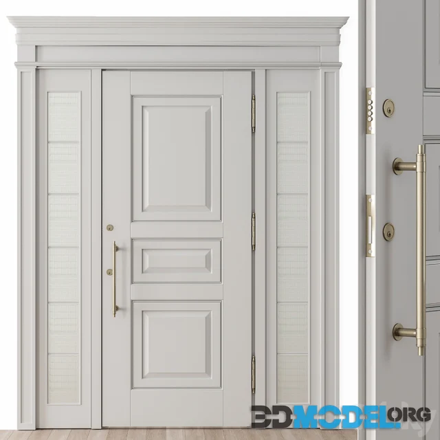 White and Glass Classic Front Door - Set 38