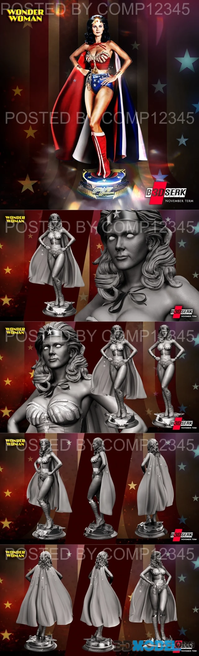 B3DSERK - Linda Carter Wonder Woman Statue – Printable