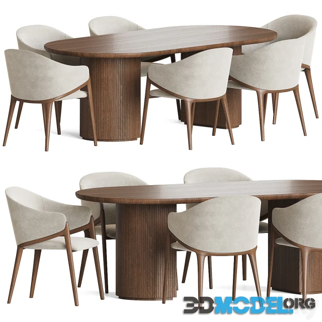 Angelcerda Chair Moon Table Dining Set