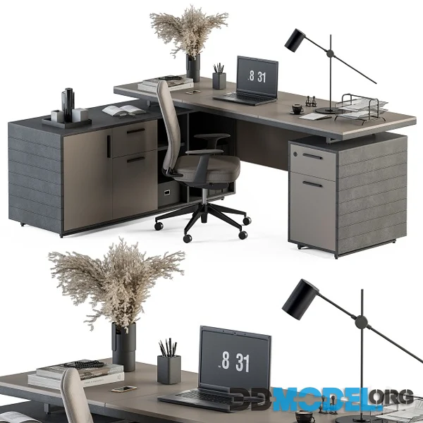 Boss Desk Cream and Black Office Furniture 255