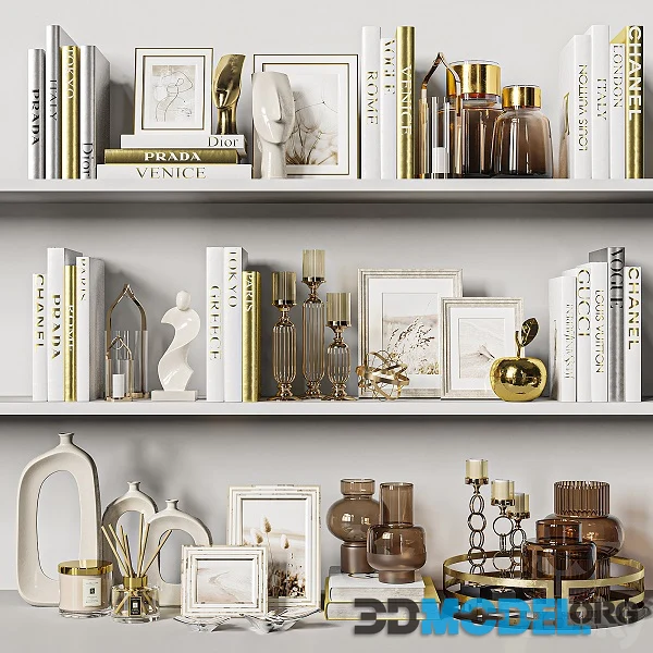 Decorative Set 37 White and Gold Books