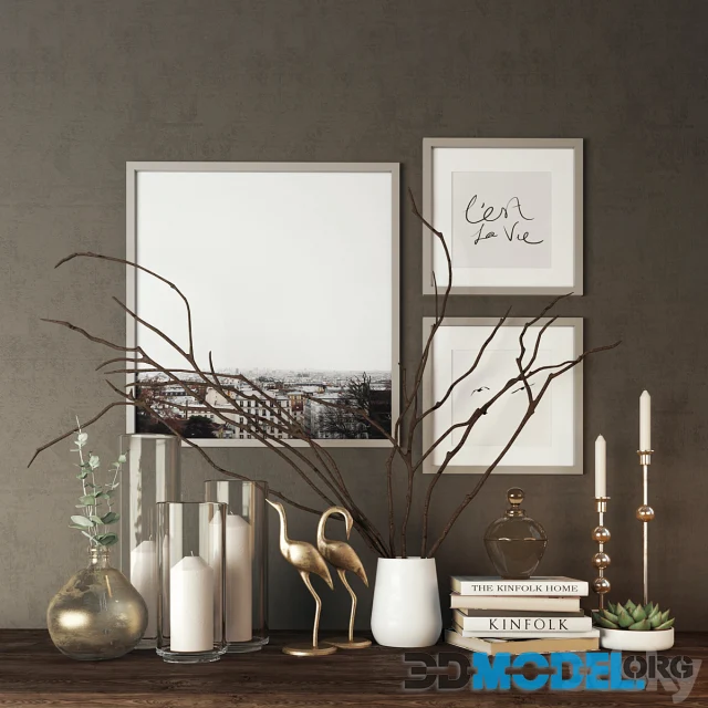 Decorative set with figurines of birds