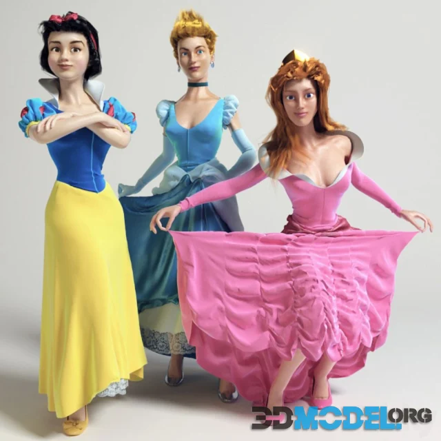Disney princesses Snow White, Cinderella and Aurora