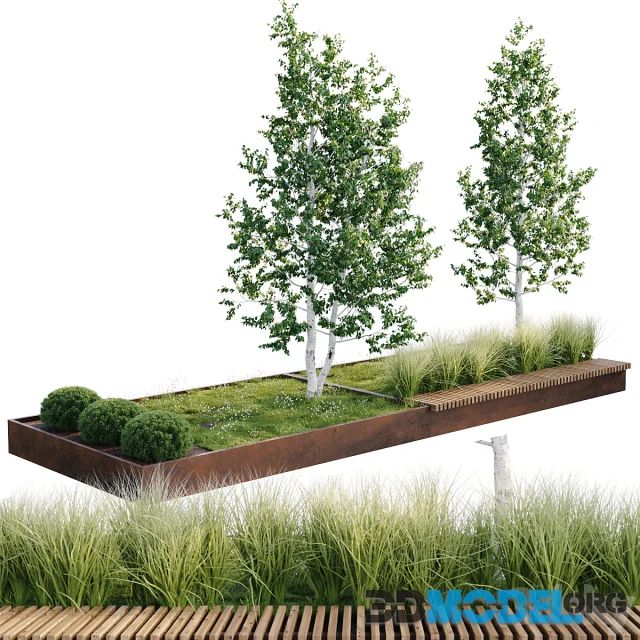 3D Model – Green benches