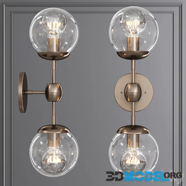 Modo Sconce 2 Globes Bronze and Clear Glass