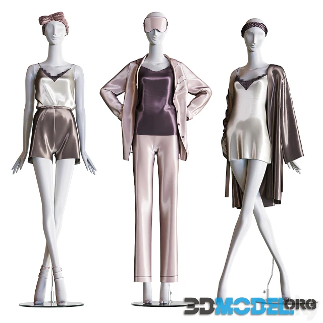 Set of female home clothes on mannequins