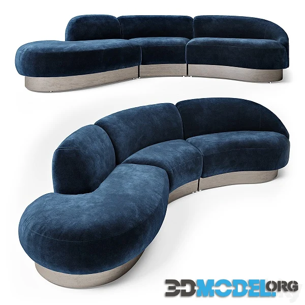 Vladimir Kagan Sectional in Deep Blue Mohair