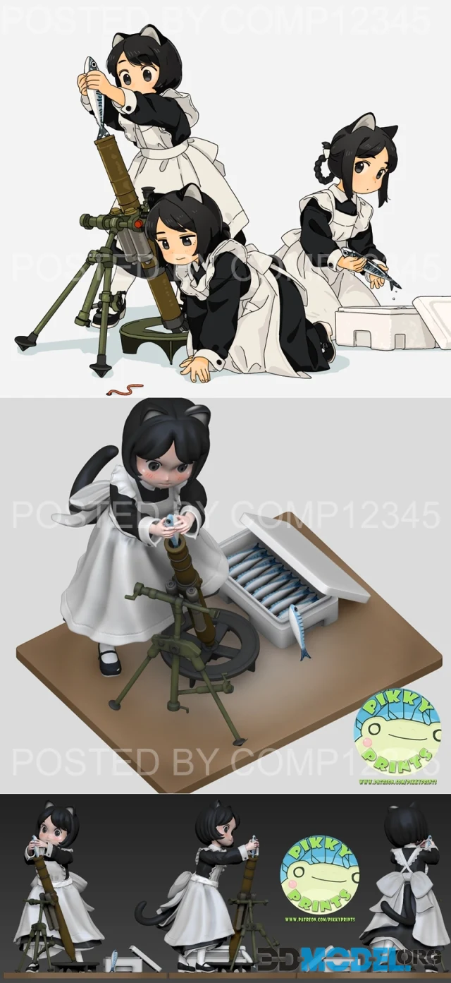 Cat Maid Mortar – Printable