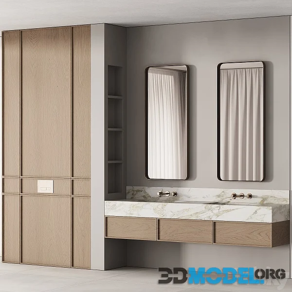 188 Bathroom Furniture 04 Minimal Wood and Marble 00