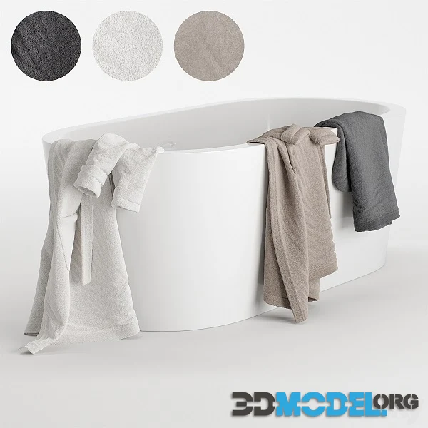 3D Model – Bathrobes Hanging Set 2