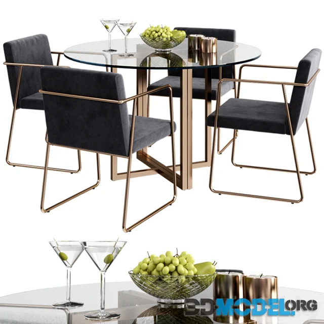 CB2 rouka chair & round dining table